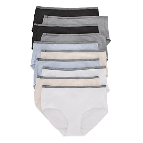 Image of Hanes Women's Stretch Cotton Moisture-Wicking Bikini Underwear Value Pack, Smoothing Bikini Panties 10-Pack (Colors May Vary)