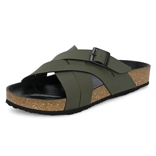 Image of Centrino Mens Cushion Sliders /Slippers|Berkin-Style Slip-On Sandals | Open Toe Design | Soft PU Footbed | Lightweight & Comfortable | Arch Support | On-Grip Sole | Casual Outdoor Wear (6868)