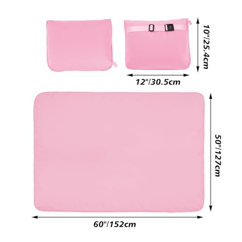 Travel blanket 2 in 1, Soft and warm travel pillow and blanket, Ultralight Portable travel blanket airplane with soft bag pillowcase for Airline travel Business trip and Office (pink) - Image 3