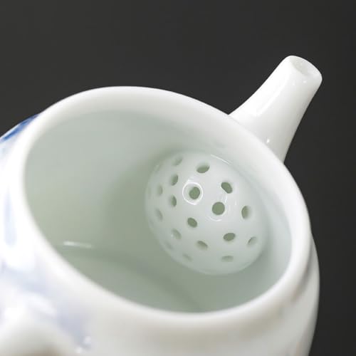 Tetera de cerámica de loto pintada a mano con tapa para juego de té de Kung Fu individual 4