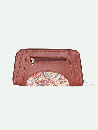 Image of ZOUK Arika Zipper Wallet for Women | Card Holder Wallet with 10 Card Slots, Coin Pouch & Cash Compartments | Purse for Women Stylish | Fits Phones up to 6.7 inch | Mughal Art Multicolor