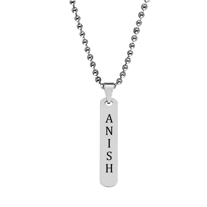 Personalised Bar Locket Engraving Custom Name Necklace Silver Stainless Steel Pendant Chain For Men And Women LC885-image-17