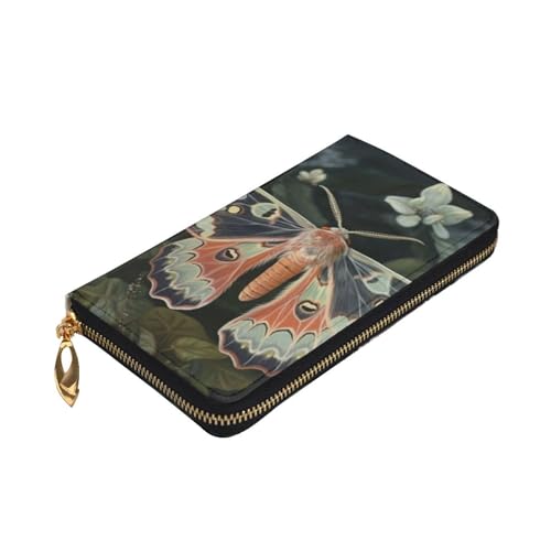 Beautiful Moth Wallet for Men Women Long Purse Leather Clutch Large Business Handbag Travel Phone Holder Credit Card Holder Money Case with Zipper Leather Wallets Gift3