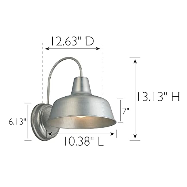 Design House Mason Barn Light Indoor/Outdoor Wall Mount Modern Industrial Farmhouse Wall Light for Patio, Garage, Bathroom, Office, Kitchen, 10-Inch, Galvanized Paint, 579383, Larger Version