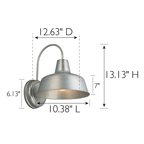 Image of Design House Mason Farmhouse Gooseneck Barn Light, Outdoor Exterior Porch or Patio Wall Light Fixture, Galvanized Gray Paint, 10 Inch Diameter, 1-Pack, 579383