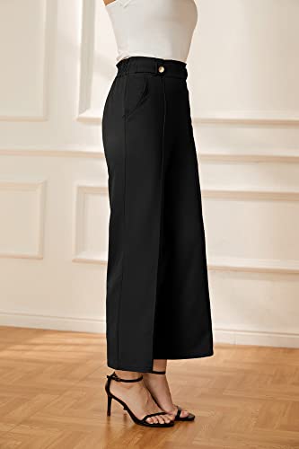 Grace Karin CL1914S23-01_00L@#WQQYQH Women'S Straight Leg Cropped Dress Pants Elastic High Waist Wide Leg Business Casual Slacks Capris thumb #2