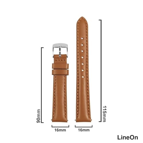 Image of Lineon Colourful 16mm Full Padded Univarsal Vegan Leather Watch Strap For Branded Watches Compitable with (Titan, Timex, Casio, Sonata etc) Tool and Pins Include