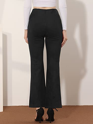 Image of Allegra K Women's Faux Suede Pants Business Casual Wide Legs Bell Bottom Flared Trousers