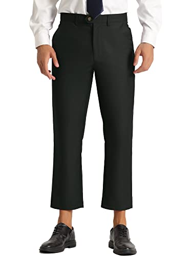 Lars Amadeus Men's Formal Cropped Pants Solid Color Flat Front Skinny Dress Trousers