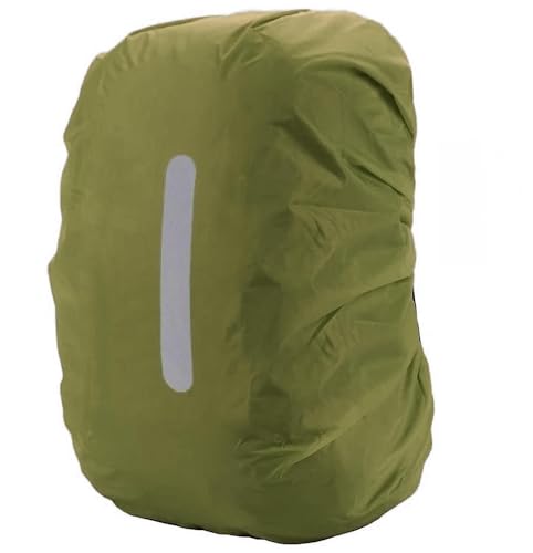 PINEPAN Funda para mochila escolar, mochila impermeable con protección contra la lluvia con tiras reflectantes, cubierta para mochila para uso al aire libre, camping, senderismo, verde oliva 20L