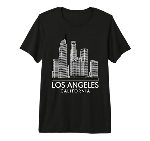 Los Angeles Architecture Skyline City Gratte-Ciel Bâtiments T-Shirt Haut de Gamme
