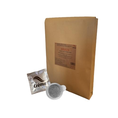 25 cápsulas de café ESPECIALIDAD BRASIL (100% Arábica) en papel de filtro ESE 44-180 g (7,2 g x 25), paquete de 25 unidades- Caffè Crème