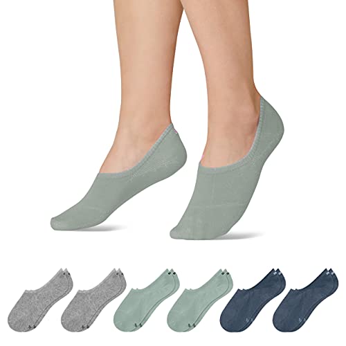 Snocks Männer & Frauen Sneaker Socken 6er Set Gr. 39-42 I Füßlinge passend für alle Schuhe I Dünne Socken auch für Hausschuhe geeignet I Egal ob für die Arbeit, Zuhause oder Gym I Grau/Blau/Grün