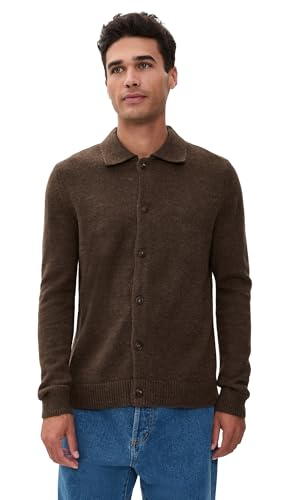 RHYTHM Mens Mohair Button Up Knit Chocolate M