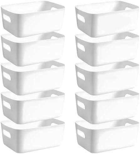 POWZOO 10Pcs Cestas Almacenaje de Plástico(24,5 x 17,5 x 10cm) ,C...