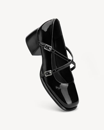 Women's Mary Jane Shoes Chunky Block Heel Wedding Dress Shoes for Women Low Heels Close Square Toe Pumps2