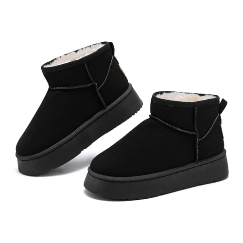 Botas Nieve Mujer, Invierno Clásicos Nieve Peluche Forro Antideslizante Impermeable Botines, Con Pelo Botas de Nieve Botines para Interior Exterior