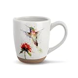 DEMDACO Dean Crouser Flowers Hummingbird Watercolor Red 14 ounce Ceramic Stoneware Coffee Mug