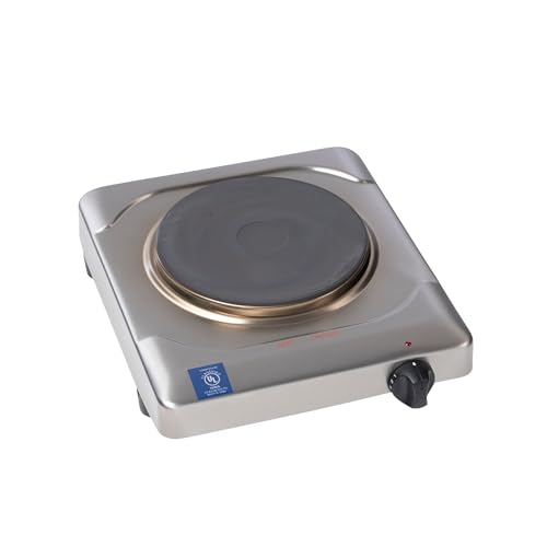 Cadco KR-S2 11 1/2' Portable Stainless Steel Cast Iron Electric Hot Plate, 120 Volt, 9 lbs, Burner and Infinite Controls, For Commercial Use