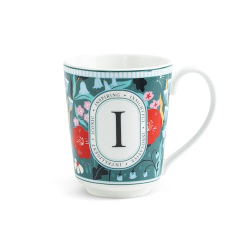 Image of Shay Alphabet Mug 300ml, Letter I Printed Coffee Mug for Girls, Boys, Friends | Ceramic Mug |Glossy Finish | Ceramic Coffee Cup | Porcelain | Microwave Safe (Alphabet Mug - I)