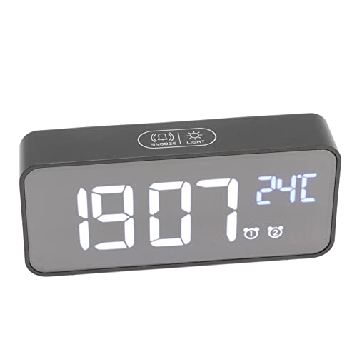 CHICIRIS Reloj despertador digital con espejo LED, ajuste de brillo, pantalla grande, función de repetición para el hogar, oficina, material ABS - imagen 3