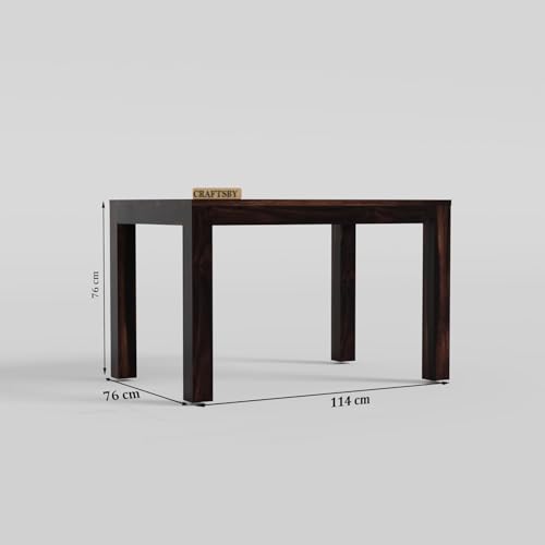 Image of 45 Inch Length Solid Sheesham Wood 4 Seater Dining Table Set | Four Seater Dinner Table with 4 Chairs | Dinning Table Set 4 Seater for Living Room | Wooden Table & Chair Set | Walnut Finish