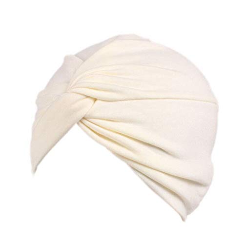 YiYi Operation Women's Sleep Turban Pre Tied Cotton Chemo Cap Beanie Turban Headwear for Cancer Patients (Beige)