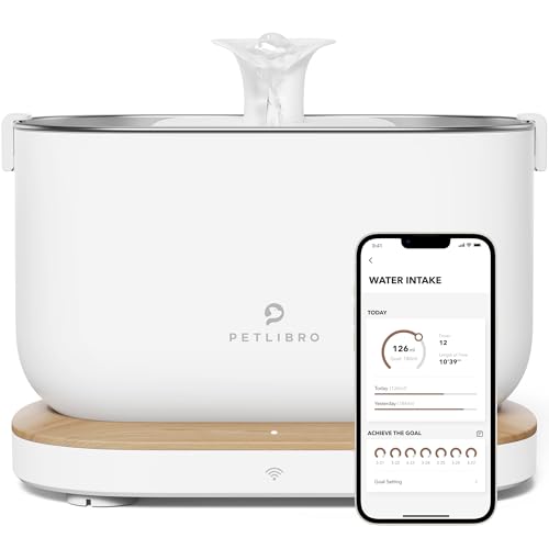 PETLIBRO App-Controlled Cat Water Fountain, Pet Water Fountain with Stainless Steel Tray, Water Fountains for Cats Indoor with Drinking Monitoring, 2.4G Wi-Fi Cat Fountains for Drinking