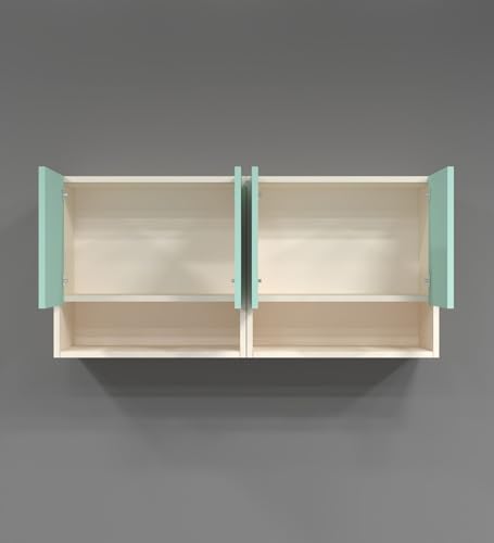 Image of SPECIALITY PANELS 4 Door Wall Cabinet with UV Profile Shutter | Wall Mounted Storage Cabinet for Kitchen Bathroom Living Room | Wooden Wall Cabinet Organizer UV Mint Finish DIY Assembly