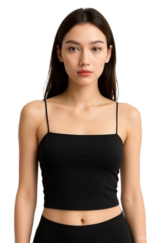 Image of Women's Lightly Padded Spaghetti Strap Crop Top - Smooth & Stretchable Everyday Wear