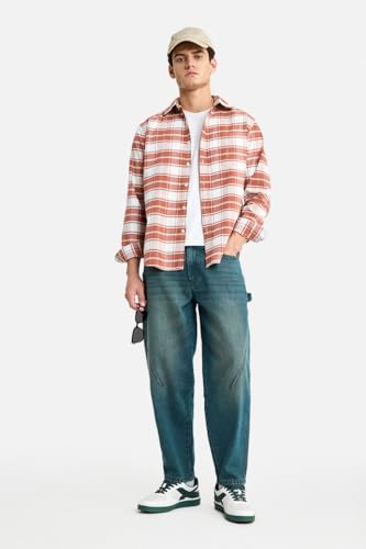 Image of SNITCH Men Jeans Streetwear | Balloon Fit Mid Rise & Acid Wash Design | 100% Cotton Breathable Fabric & Wide Leg Style for Urban Explorer & Casual Everyday Outings