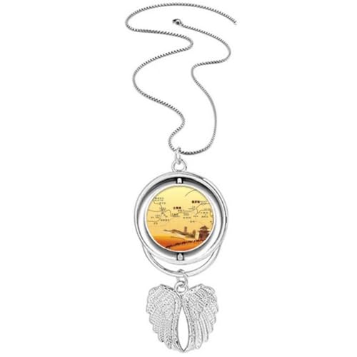 Collier ailes d'ange Landmark pendentif carte routière en soie le cadeau idéal