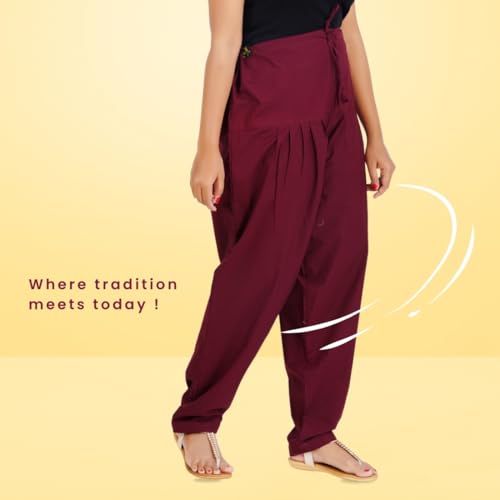 Image of Happy Bunny Salwar Pant - Modern Style Pure Cotton for Women - Ethnic Semi Patiala Trouser - Office,Home - All Day Comfort Wear with Drawstring