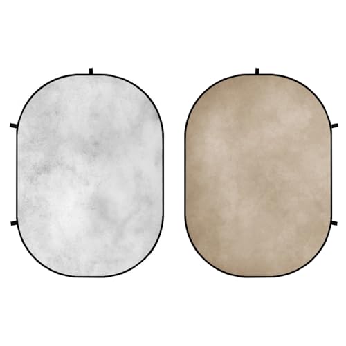 Kate 1.5x2m Beige/Gris Toile de Fond Pliable Toile de Fond Pop up Toile de Fond Pliable pour réunion en Ligne Portrait Photographie Studio Photo Props