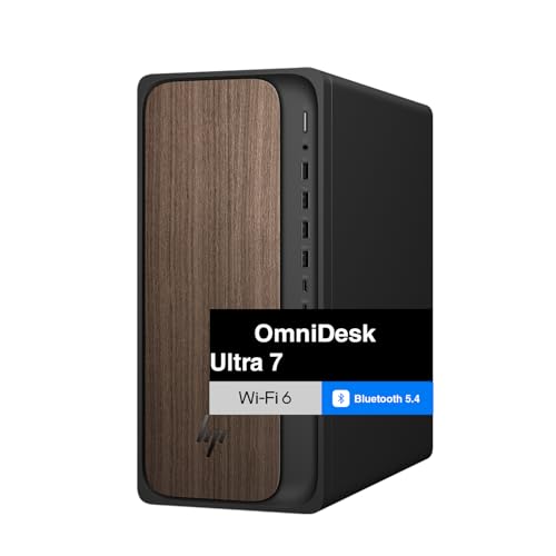 Image of HP OmniDesk AI PC Desktop (Intel Ultra 7-265, 32GB DDR5, 4TB PCIe SSD, Intel Graphics, 280W PSU, WiFi 6, Bluetooth 5.4, RJ-45, 1 Display Port, HDMI, Win 11 Home) w /DKZ USB Port Expander