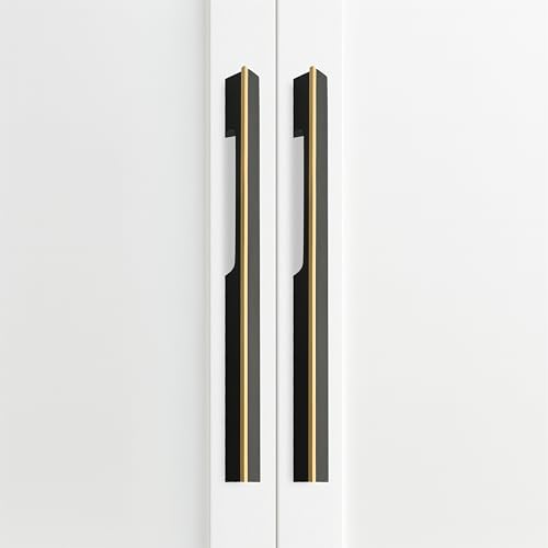 Image of Altroz Modern Handle for Wardrobe /Cabinet Handle /Pull Handle for Wardrobe /Cupboard Handle (288mm Hole to Hole) Aluminum - Black /PVD Gold (Pack of 1)-| 3 Years Warranty |