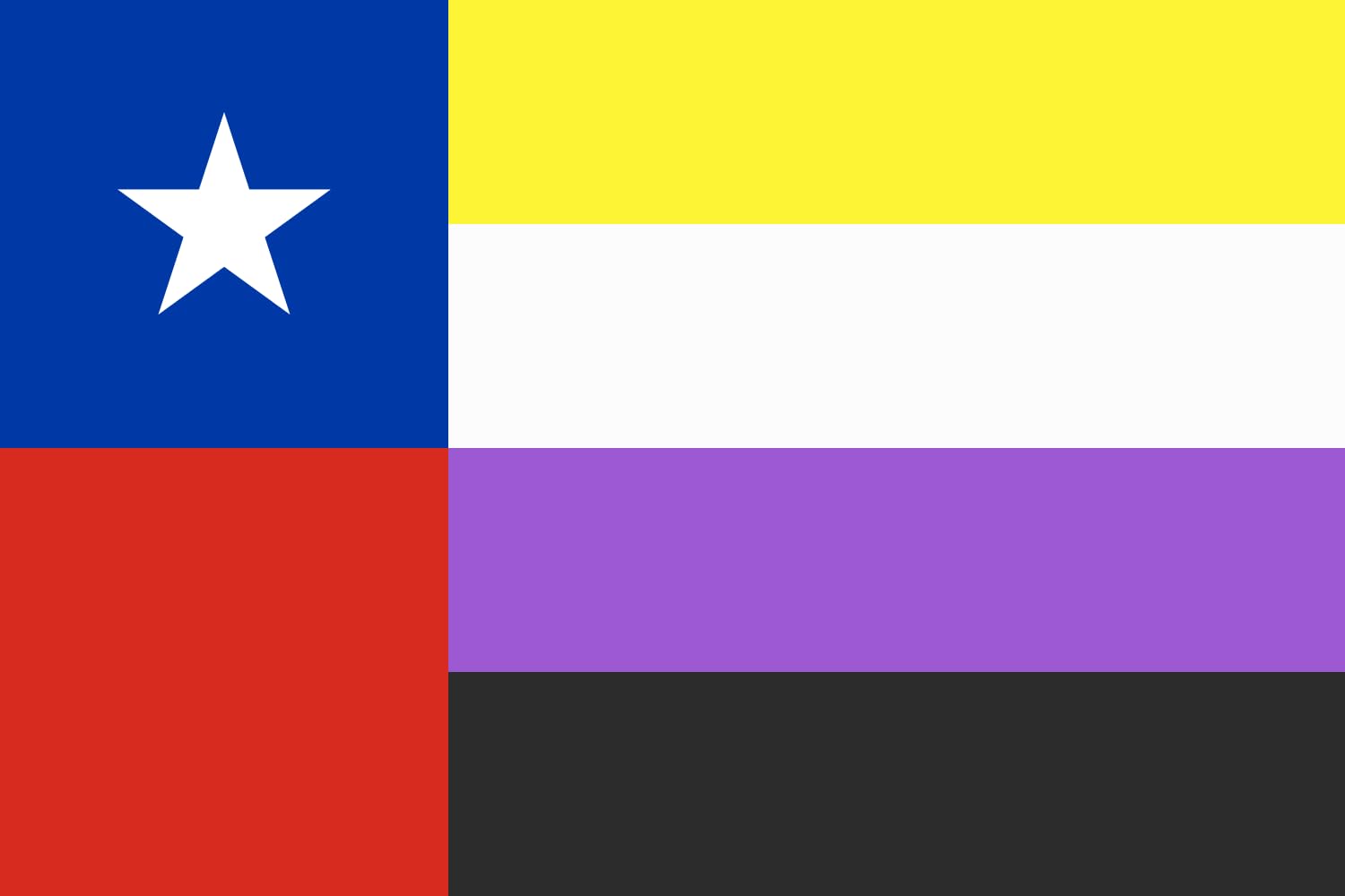 Drapeau non-binaire Chili grand format design exclusif pour fierté LGBT