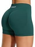 JOYSPELS Seamless Gym Shorts for Women Scrunch Bums Ruched Booty Activewear Running Yoga Workout Sports Cycling Shorts Womens UK BlackishGreen S