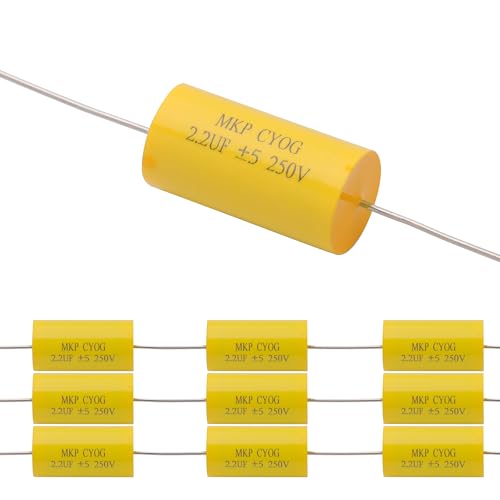 Cermant 10Pcs 2.2UF 250V Axial Polypropylene Film Capacitors