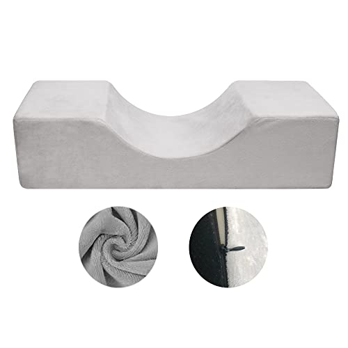 Grey Eyelash Extension Pillow, Eyelash Extension Tool for Beauty Salon, U Shape Neck Pillow with Comfortable Foam Velvet Pillowcase