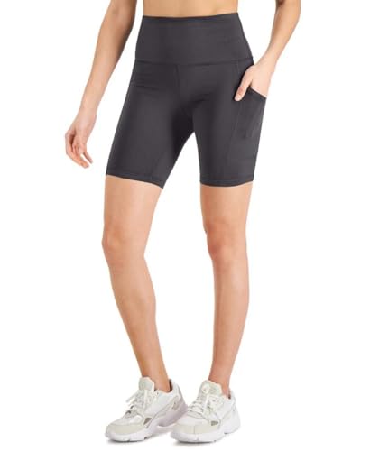 ID Ideology Women's Compression 7 Bike Shorts Charcoal Size Petite, Small, Blue