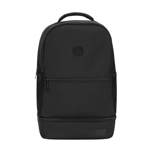 PUMA Dual Compartment Backpack with Insulated Bottom & Mesh Side Pockets, Black, One Size