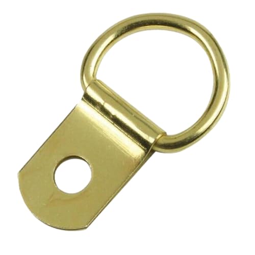 Image of Taskar Brass D Rings & Screws for Picture Frame Hanging (100 Pack)