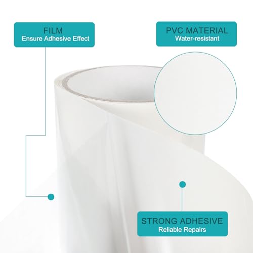 Image of MECCANIXITY Waterproof Patch Seal Tape 8 in x 5 Ft, PVC Leak Proof Repair Sealing Duct Tape for HVAC, Roof Crack, Boat, Hoses Pipes, Awning, White