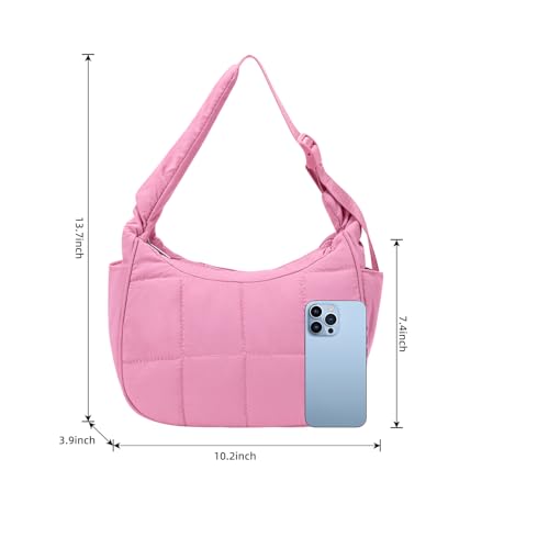Puffer Crescent Shoulder Bag for Women, Quilted Small Nylon Underarm Purses Handbags with Adjustable Strap4