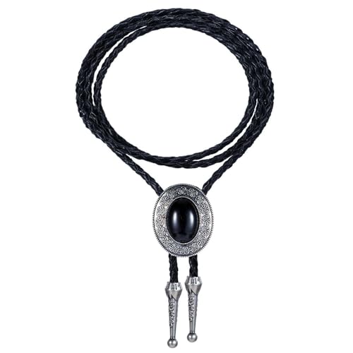 KNUIUYY Cravate Bolo Cuir Vintage, Cravate Cowboy Occidentale Réglable Unisexe, Pendentif Ronde Fait Main, Accessoire Costume Chemise Country Western, Fête...