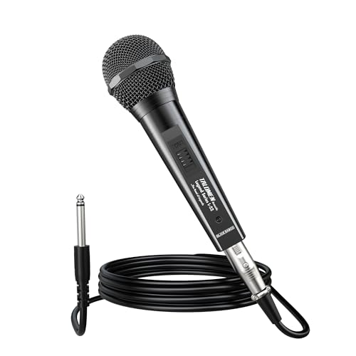 talomen Micrófono Dinámico con Cable Profesional, Vocal Cardioide de Mano, con Cables XLR de 6 m y 2 m, para Cantar, DJ, Karaoke, Altavoz PA, Amplificador y Uso en Exteriores, L52 Negro