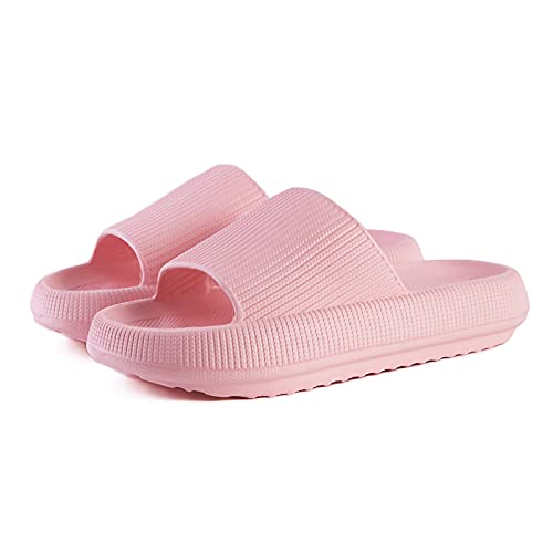 Pillow Slides for Women - Womens Bathroom Slides Shower Shoes Women Cloud Slides for Women Shower Sandal Slippers Women Pink-40-41