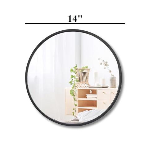 Image of RIZIK STORE Iron Metal Decorative Round Wall Mirror with Hook - HD Clear Glass, Wall Mounted for Bedroom, Living Room, Wash Basin, Vanity, Makeup & Bathroom