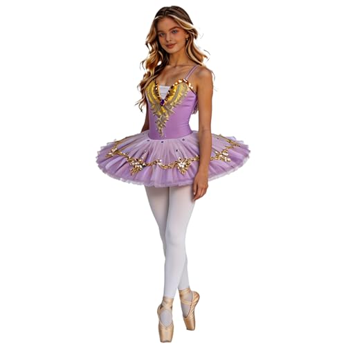 Robe danse classique fille avec tutu de ballet rose pour entrainement gymnastique